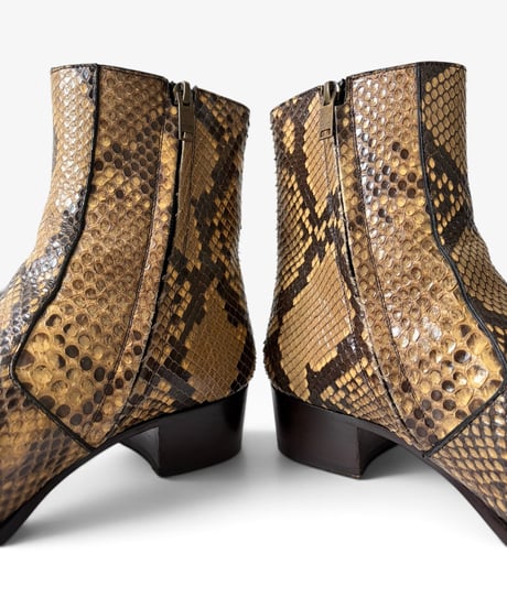 S/S 2019 SAINT LAURENT PARIS WYAT 40 PYTHON HEELED BOOTS［43］