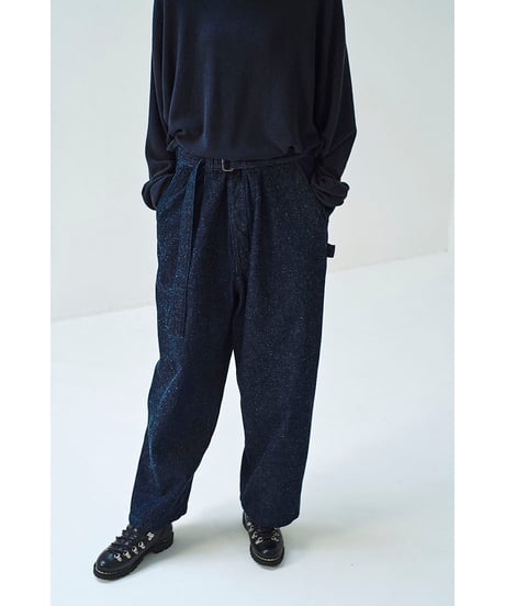 SANMONT Cotton Silk Denim Belted Pants