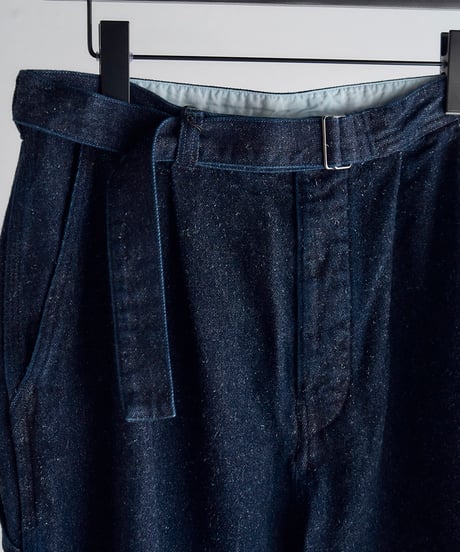 SANMONT Cotton Silk Denim Belted Pants