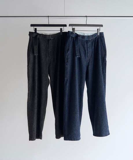 SANMONT Cotton Silk Denim Belted Pants