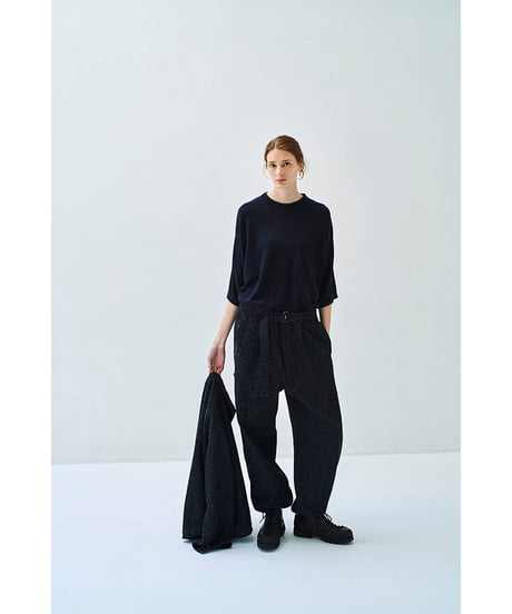 SANMONT Cotton Silk Denim Belted Pants