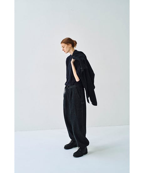 SANMONT Cotton Silk Denim Belted Pants