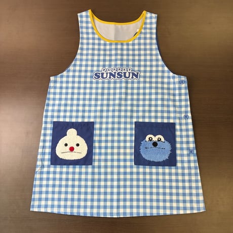 11月下旬発送予定【パペットスンスン】ブルーチェック キャラクターエプロン PS4274【M-L】