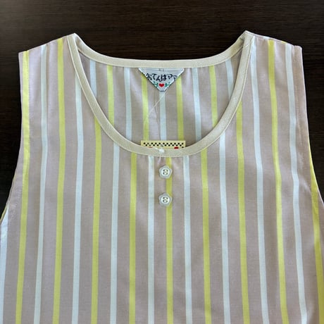 <26年秋新作>【おてんばママ】音符♪ うさぎ＆くまアップリケ付き エプロン YC-7003/ベージュ【M-L】