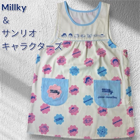 <26年夏新作>【PEKO＆サンリオキャラクターズ】ミルキー柄 キャラクターエプロン PKA4199【M-L】