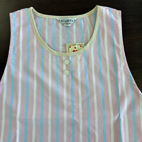 <26年秋新作>【おてんばママ】音符♪ うさぎ＆くまアップリケ付き エプロン YC-7003/ピンク【M-L】
