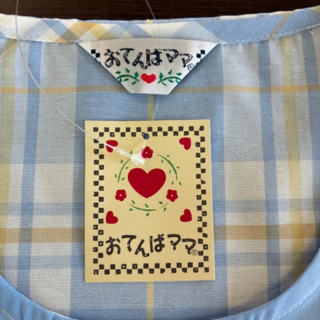 <26年秋新作>【おてんばママ】たんぽぽ うさぎ＆くまアップリケ付き エプロン YC-7001/ブルー【M-L】