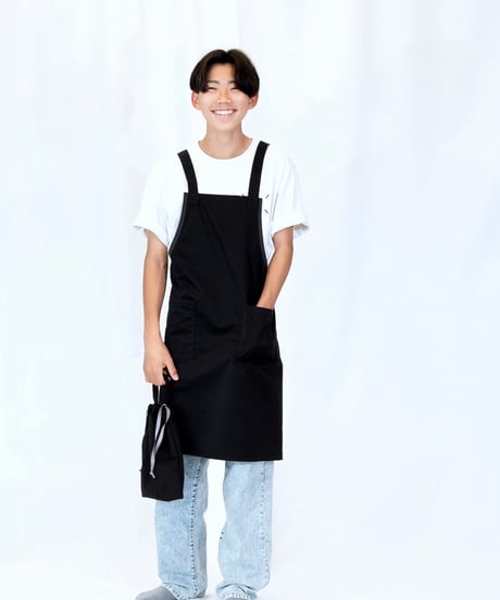 New｜キッズエプロン＋三角巾セット（男の子）ブラック