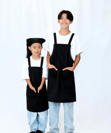 New｜キッズエプロン＋三角巾セット（男の子）ブラック
