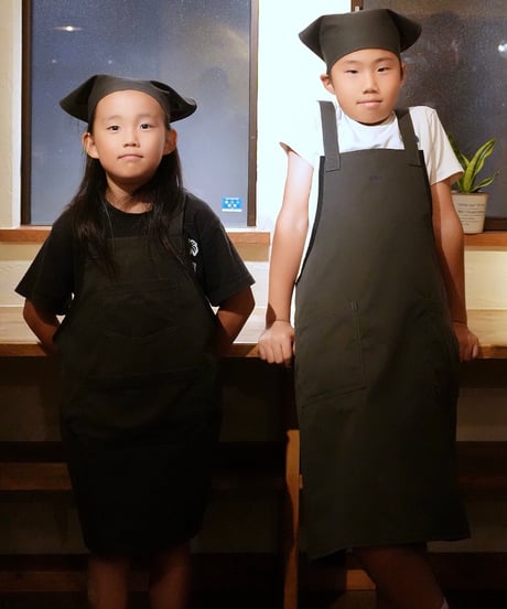 New｜キッズエプロン＋三角巾セット（男の子）チャコール