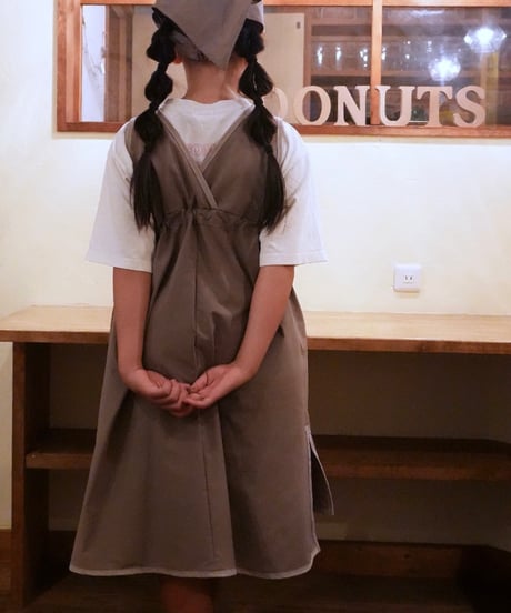 New｜キッズエプロン＋三角巾セット（女の子）ベージュ