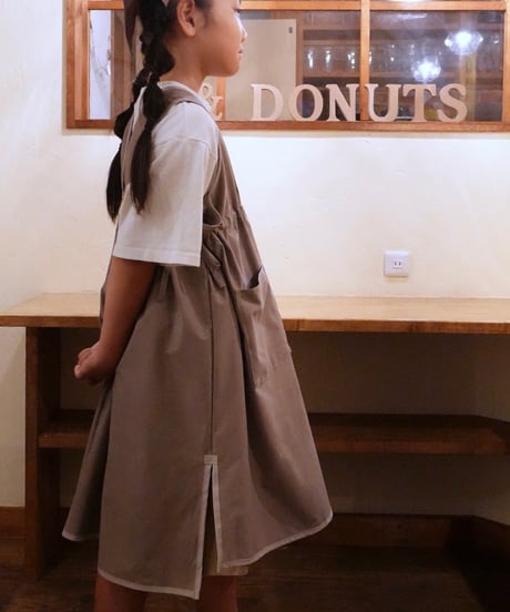 New｜キッズエプロン＋三角巾セット（女の子）ベージュ