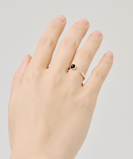 Cercle stone forkring (onyx) silver