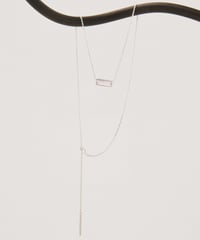 Recette stone necklace silver 45cm(rosequartz×amethyst×CR)