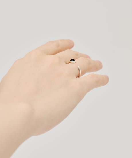Cercle stone forkring (onyx) silver