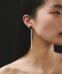 ASYM onyx×pearl  pierce silver half
