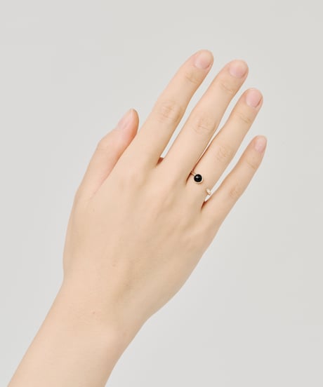Cercle stone forkring (onyx) silver