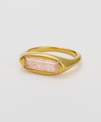 Recette stone ring single (Strawberry Quartz) gold