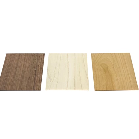 厚2.4mm/3.4mm ウォールナット・メープル・チェリー 【100×100mm】1枚