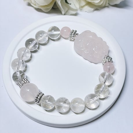 4✨九尾の狐🦊✨ローズクォーツ10ミリブレスレット💖