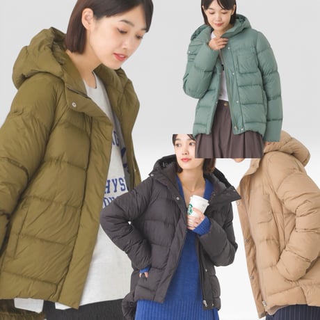 【大特価ご予約】フード付きコクーンダウンジャケット