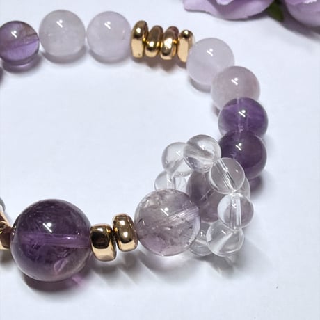 31💜究極の癒し💜アメジスト・クリスタル・ヘマタイト💜デザインブレスレット
