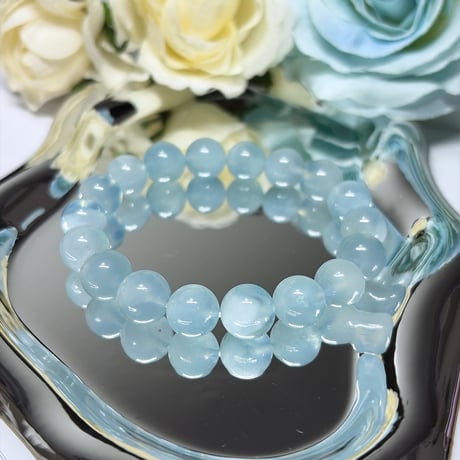 16💕毎日のお守り💕アクアマリン10ミリブレスレット💕