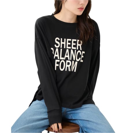 1012 綿混ストレッチ ロゴプリント長袖Tシャツ