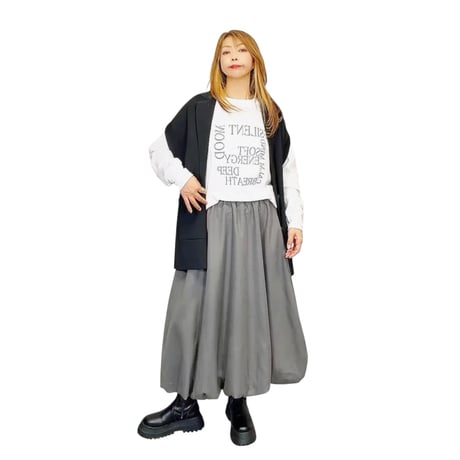 294 裾バルーンボリュームフレアロングスカート