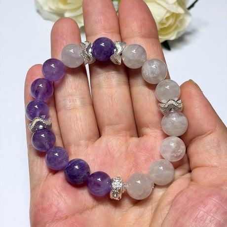 34💜究極の癒し💜10ミリアメジストパワーストーンブレスレット💜