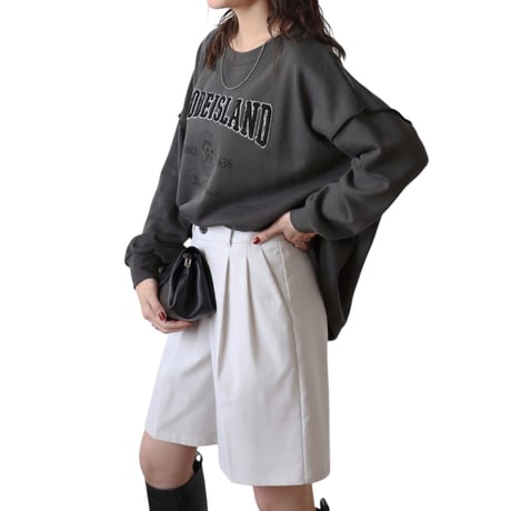 4457サガラ刺繍アウトステッチカレッジロゴスウェット