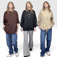 6226バイオポリウォッシュ袖ボリュームヘムギャザーTシャツ