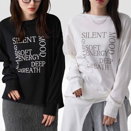 1011 綿混ストレッチ ロゴプリント長袖Tシャツ