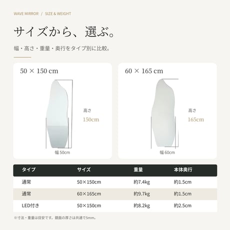 韓国風 ミラー ウェーブミラー 壁掛け 鏡 全身鏡 姿見 玄関 オシャレ かわいい 北欧 サロン 美容室 韓国インテリア 雑貨 スタンドミラー スタンド ミラー ウェーブ 2サイズ  高さ150cm