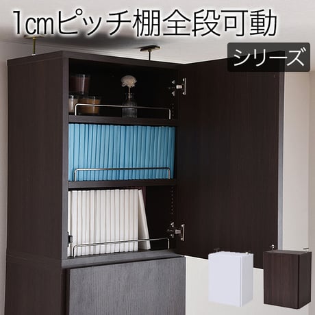 本棚 上置き 単品 MEMORIA メモリア 深型 扉付き 幅41.5cm 奥行31.5cm 高さ58～73cm ダークブラウン ライトブラウン ホワイト FRM-0109D FRM-0109DOO