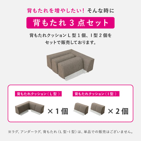 ピターら ラグソファ 2帖セット 2帖用（ラグ：約180×180cm） ※詳細のサイズは組み合わせ方により異なります ポリエステル ウレタンフォーム 置くだけでピタッと密着 ラグ･アンダーラグ･背も