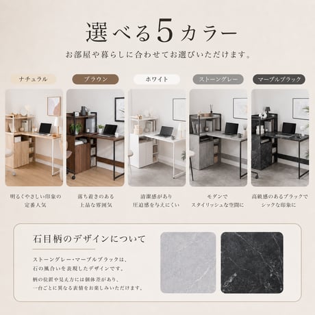 パソコンデスク デスク 机 pcデスク オフィスデスク l字型 省スペース おしゃれ ラック付き 棚付き 本棚付き 収納付き 約幅120cm コンパクト シンプル 木製 学習机 学