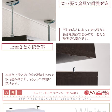 本棚 上置き 単品 MEMORIA メモリア 深型 扉付き 幅41.5cm 奥行31.5cm 高さ58～73cm ダークブラウン ライトブラウン ホワイト FRM-0109D FRM-0109DOO