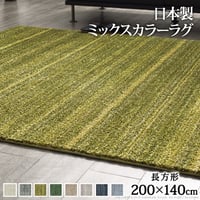 ラグ 洗える 防ダニ ミックスカラーラグ 〔ルーナ〕 200x140cm 長方形 1.5畳 防音 防炎 カーペット ラグマット ウォッシャブル 床暖房 ホットカーペット対応 リビング 滑り止め スミノ