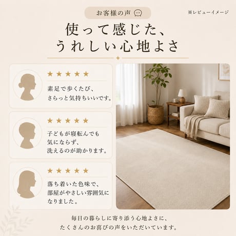 ラグ カーペット サリオ アイボリー ベージュ 190×240 綿混 コットン 洗濯機OK HOT対応 床暖房対応 防ダニ 抗菌 防臭 リビング