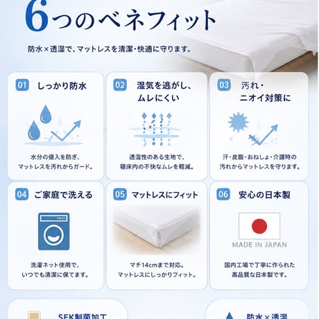 防水シーツ 西川 ガードラップ マットレス用 シングル 透湿 防水カバー 日本製 制菌加工 洗える 汚れ防止 寝汗 汗 おねしょ 介護 マットレス保護 シーツ内側用 マチ14cm