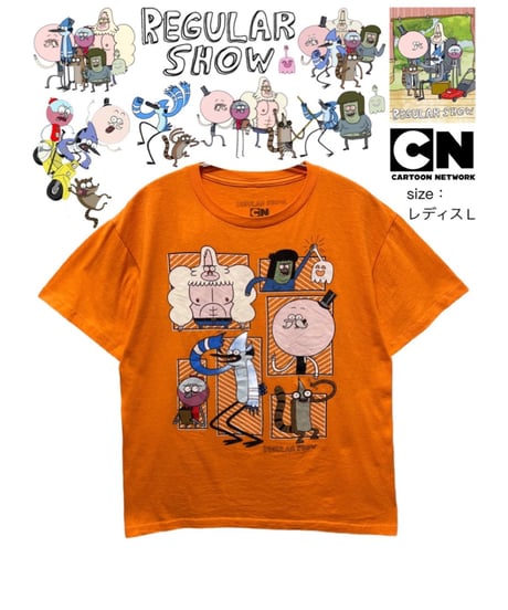 REGULAR SHOW　Tシャツ　レディスL　オレンジ　USA古着