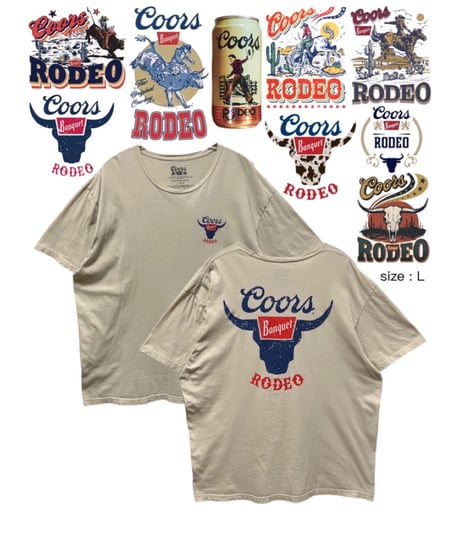 Coors Banquet Rodeo　Ｔシャツ　Ｌ　ベージュ　USA古着
