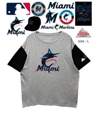 MLB　Miami Marlins　Tシャツ　Ｌ　グレー✕黒　USA古着