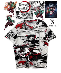 DEMON SLAYER　Tシャツ　L　白 × 黒 × 赤　USA古着