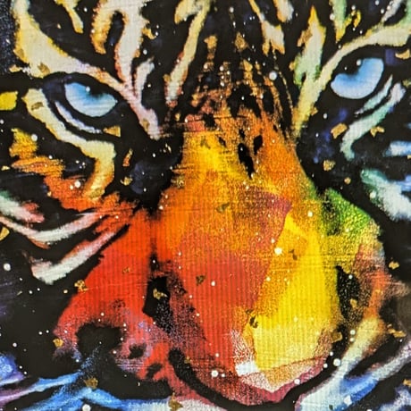 さとうたけし　油彩（アクリル・金泥）「Rainbow Tiger」 S25号 特製額装