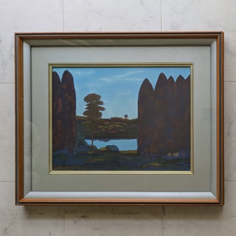 高山辰雄　木版画（多聞堂版）「水邊」　高級日本画額装　限定100部