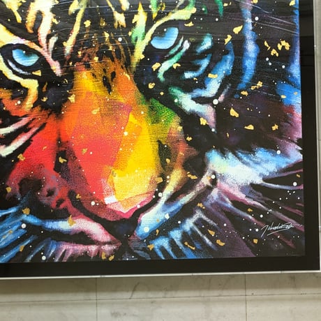 さとうたけし　油彩（アクリル・金泥）「Rainbow Tiger」 S25号 特製額装
