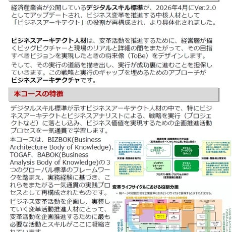 【早割】ビジネスアーキテクチャ・コア　トレーニング（2026年10月5日（月）開催）