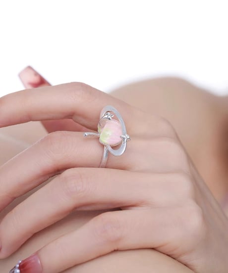 Apple heart planet ring